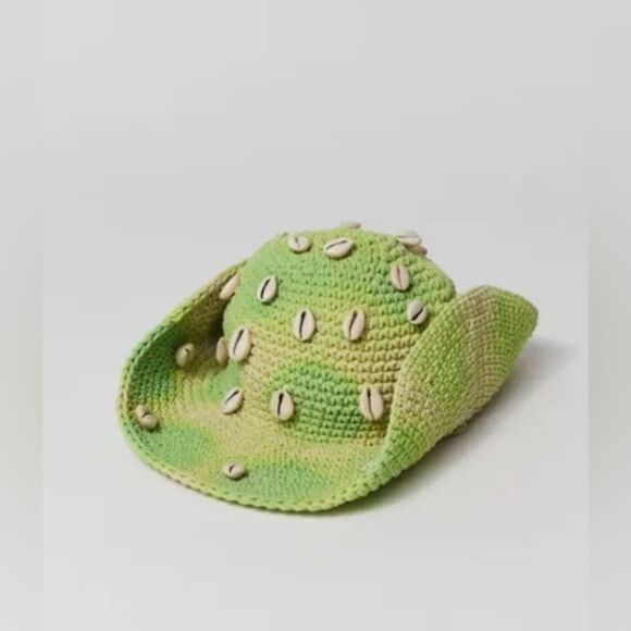 Urban Outfitters Callie Crochet Cowboy Hat Green